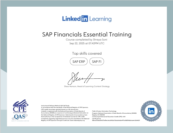 SAP ERP Financial LInkedin