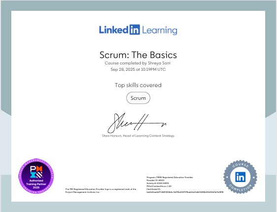 Scrum certificate linkedin