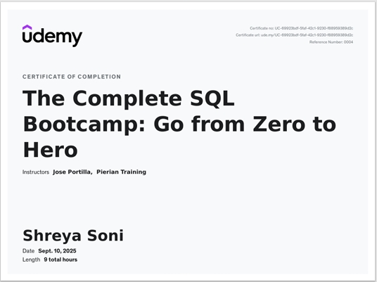 Udemy SQL